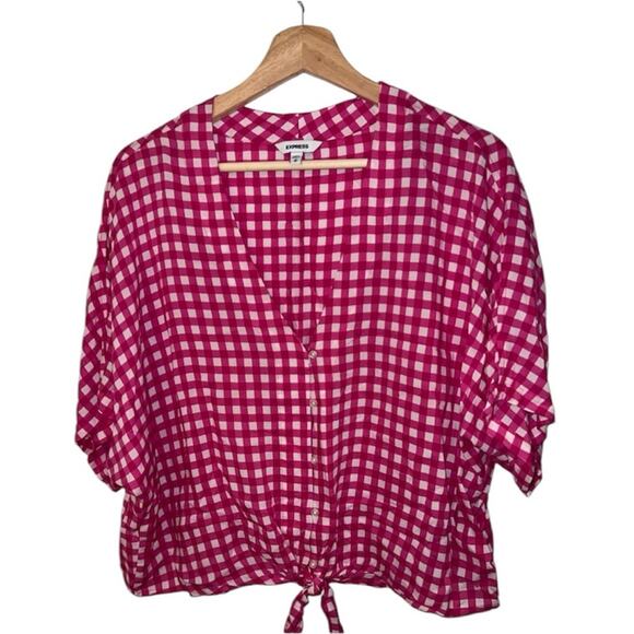 Express pink and White Checkered Blouse - Picture 1 of 9